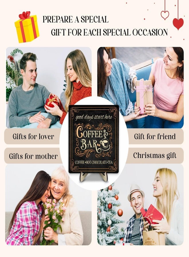 DMADNF Coffee Bar Sign Plaque, Coffee Signs for Coffee Station, Vintage Coffee Sign Decor for Kitchen, Coffee Bar Accessories, Coffee Themed Gifts, Farmhouse Cafe Sign,Coffee & Tea Bar Decor Signs (Black, - Image 5